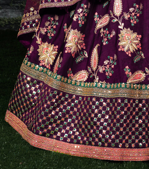 Purple Be a symbol of bespoke Indian beauty with this truly traditional lehenga For Women In Wedding Wear