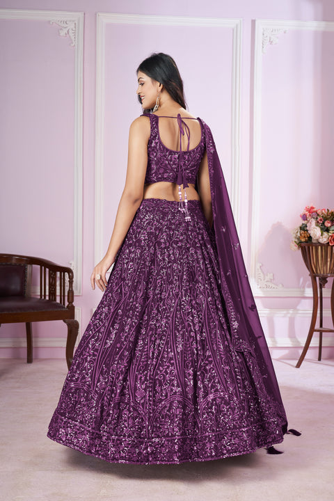 Purple Party wear Heavy Lehenga Choli for Women with Dupatta Sequence Lehenga Choli In USA