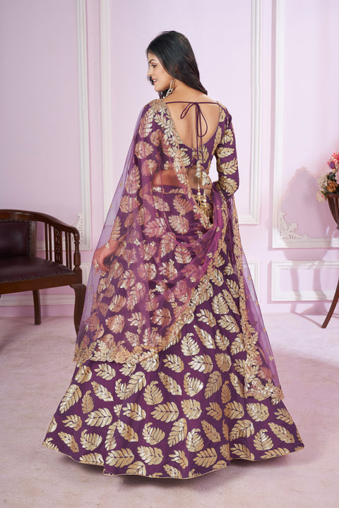 Purple Glamorous Party wear Heavy Lehenga Choli for Women with Dupatta Sequence Lehenga Choli In USA