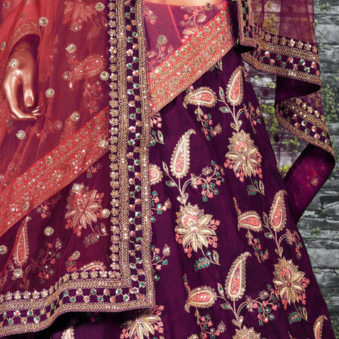 Purple Be a symbol of bespoke Indian beauty with this truly traditional lehenga For Women In Wedding Wear