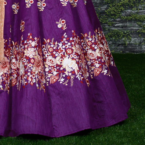 Add glam and style to your traditional aesthetics with the Purple (color) lehenga For women