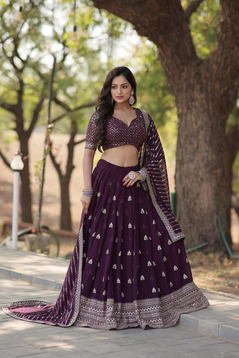 Designer Lehenga collection Made with Faux Blooming With Sequins And thread Embroidered work Lehenga Choli with Dupatta