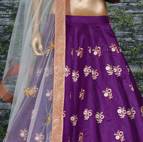 Add glam and style to your traditional aesthetics with the Purple (color) lehenga For women