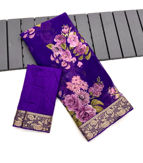 Purple Indian saree with blouse in, USA Perfect for Indian wedding or party wear for women