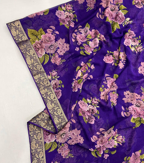 Purple Indian saree with blouse in, USA Perfect for Indian wedding or party wear for women