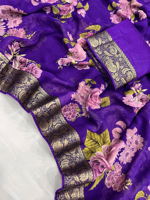 Purple Indian saree with blouse in, USA Perfect for Indian wedding or party wear for women