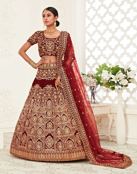 Red Traditional Fancy Lehenga Choli for Women In Wedding Occasion with Dupatta in USA