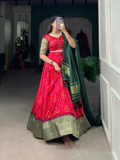 Red Stunning tapestry of traditions, the lehenga choli is a masterpiece, weaving heritage and style together In This Navratri For Women