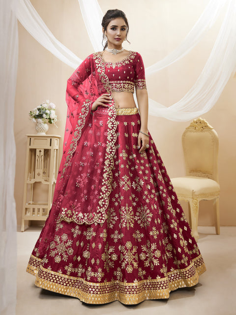 Stunning Red Wedding wear Heavy Lehenga Choli for Women with Dupatta Sequence Lehenga Choli In USA