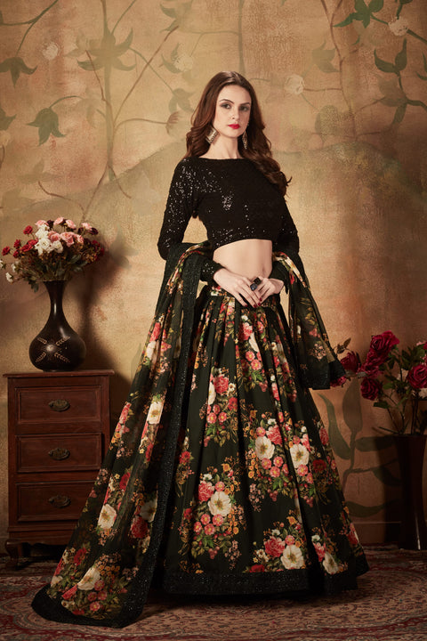 Black Radiant Fancy Lehenga Choli For Women In Wedding Occasion with Dupatta in USA