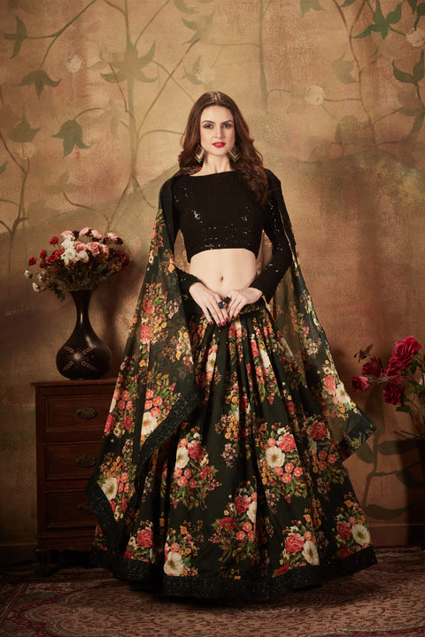 Black Radiant Fancy Lehenga Choli For Women In Wedding Occasion with Dupatta in USA