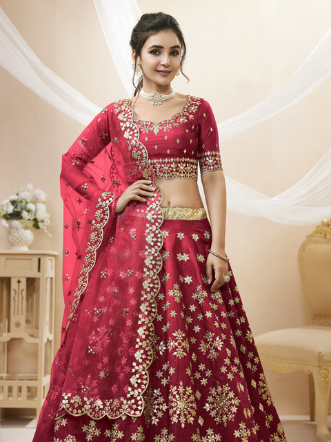 Stunning Red Wedding wear Heavy Lehenga Choli for Women with Dupatta Sequence Lehenga Choli In USA