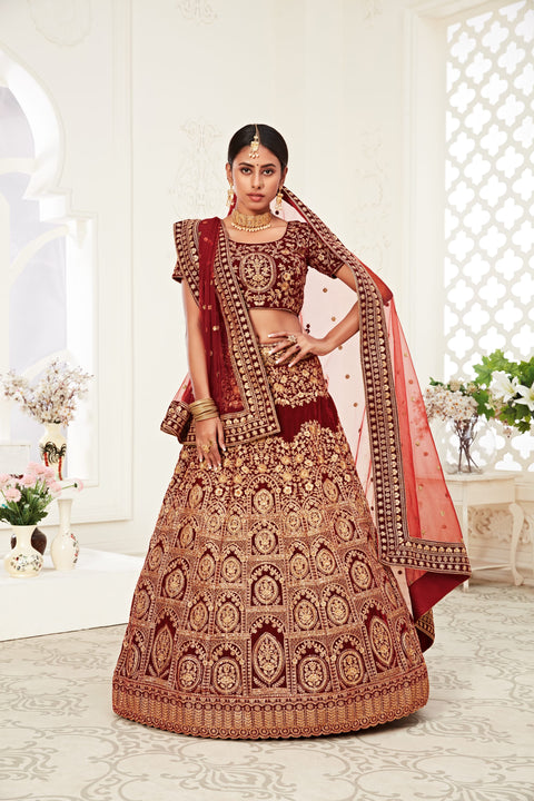 Red Traditional Fancy Lehenga Choli for Women In Wedding Occasion with Dupatta in USA