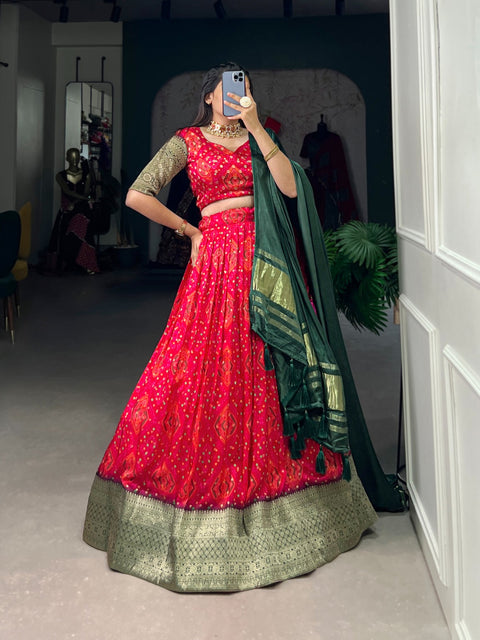 Red Stunning tapestry of traditions, the lehenga choli is a masterpiece, weaving heritage and style together In This Navratri For Women