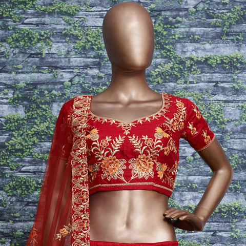 Red Adorn a simple yet elegant charm with this ensemble in an this dark red lehenga choli for women