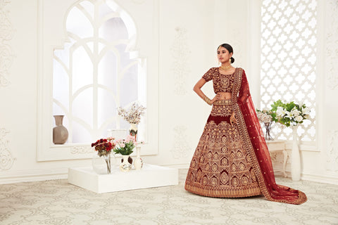 Red Traditional Fancy Lehenga Choli for Women In Wedding Occasion with Dupatta in USA