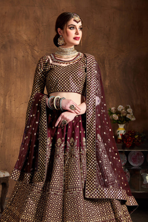 Grand Maroon fancy lehenga Choli for women with Dupatta in USA