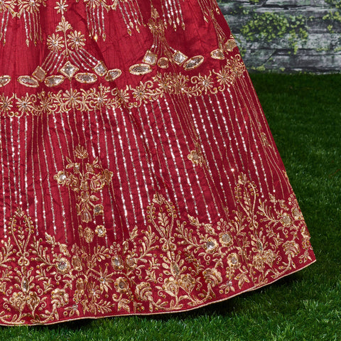 Red Flaunt your simple and pretty look with this hypnotic colored lehenga choli For Women