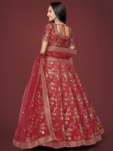 Richly Designed Red Wedding Wear Heavy Lehenga Choli for Women with Dupatta in USA Sequence Lehenga Choli