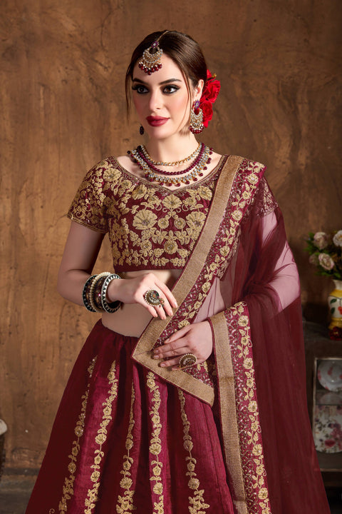 Maroon Graceful fancy lehenga Choli for women with Dupatta in USA