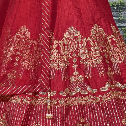 Red Flaunt your simple and pretty look with this hypnotic colored lehenga choli For Women