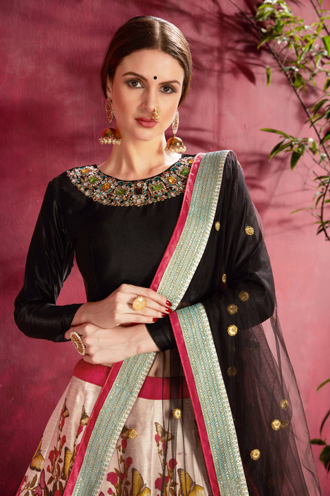 Black Multicolor Stylish fancy lehenga Choli for women In Wedding Occasion with Dupatta in USA