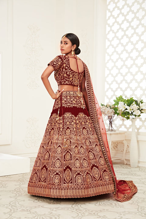 Red Traditional Fancy Lehenga Choli for Women In Wedding Occasion with Dupatta in USA