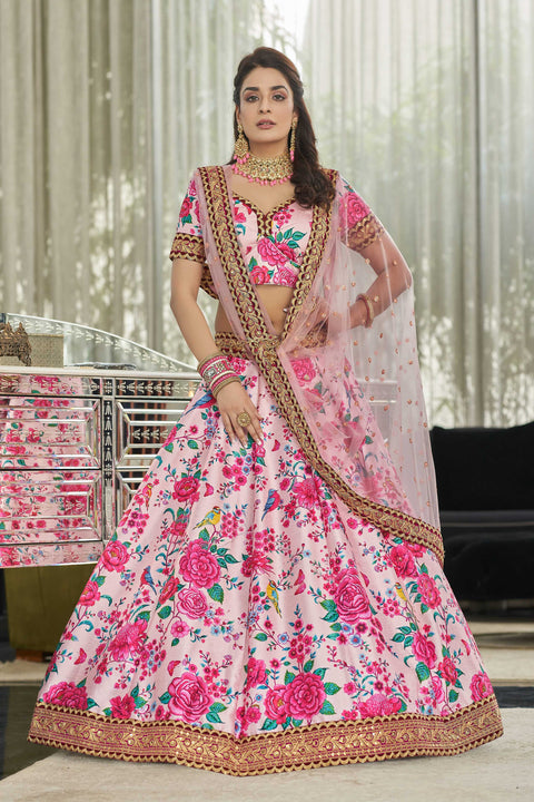 White And Pink Glamorous fancy lehenga Choli for women In Wedding Occasion with Dupatta in USA