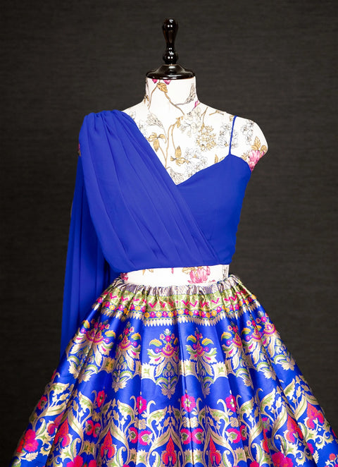 Amazing royal blue banarasi silk lehenga choli for women readytowear in USA,FreeShipping Lehenga choli With Dupatta lehenga choli for girls - ReadyToWearshop