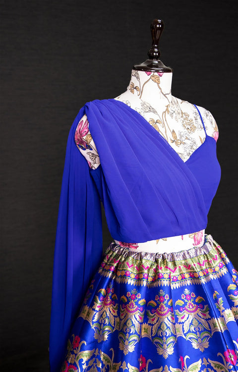 Amazing royal blue banarasi silk lehenga choli for women readytowear in USA,FreeShipping Lehenga choli With Dupatta lehenga choli for girls - ReadyToWearshop