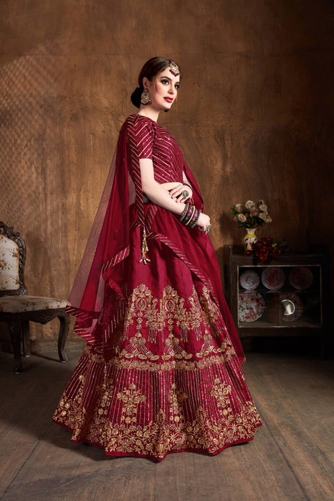 Sensational Dark Red fancy lehenga Choli for women with Dupatta in USA