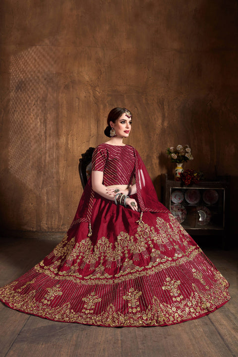 Sensational Dark Red fancy lehenga Choli for women with Dupatta in USA