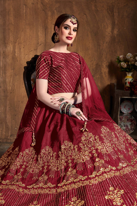 Sensational Dark Red fancy lehenga Choli for women with Dupatta in USA