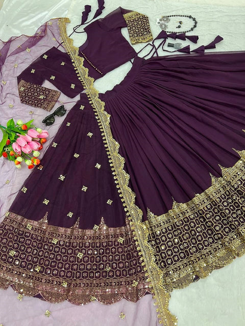 Beautyful georgette partywear lehenga choli for women ,Designer Ready to wear lehenga choli for women Embroidery Sequence Work Lehenga Choli - ReadyToWearshop