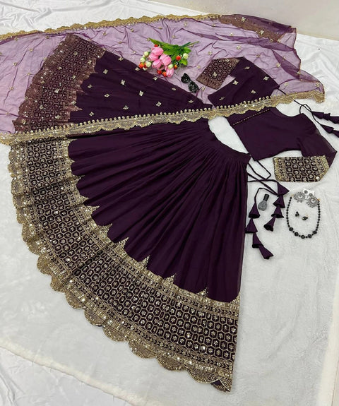 Beautyful georgette partywear lehenga choli for women ,Designer Ready to wear lehenga choli for women Embroidery Sequence Work Lehenga Choli - ReadyToWearshop