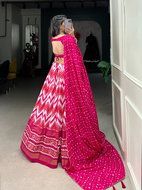 Pink Silk lehenga Choli For women with Dupatta in USA