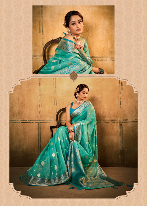 Teal Blue Tissue Silk Indian Wedding Wear saree with blouse in USA, Perfect for Indian Wedding Wear, partywear sequins saree