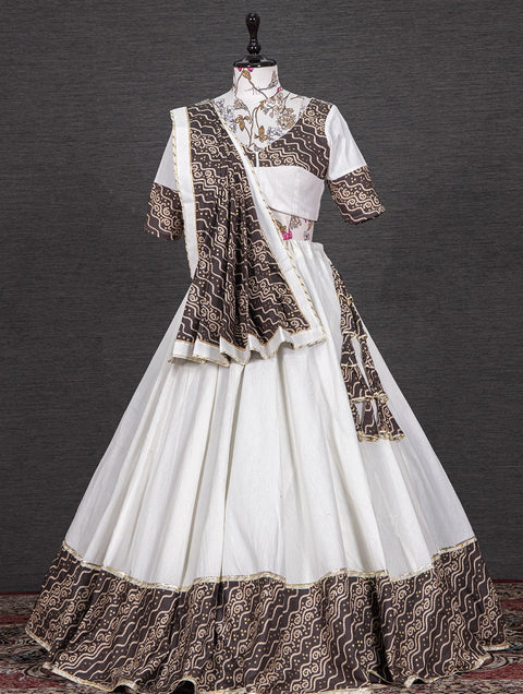 white beautiful lehenga for you, made with pure cotton Lehenga Choli For Women