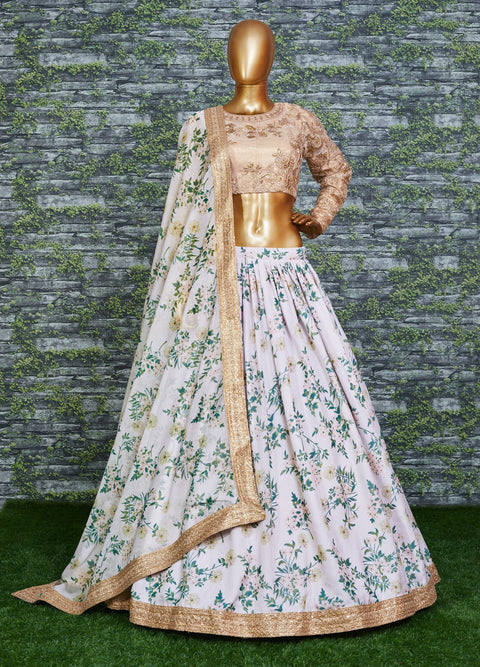 White Lovely georgette Sabyasachi Floral Lehenga Choli For Wedding Wear For Women In USA