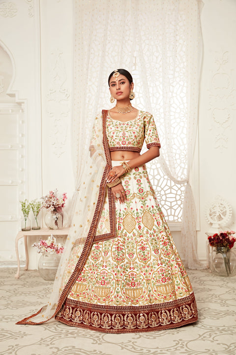 Off White Stylish  Fancy Lehenga Choli for Women In Wedding Occasion with Dupatta in USA