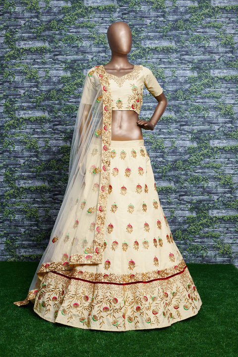 white elegance with this splendid ensemble in pastel color lehenga choli for women in wedding