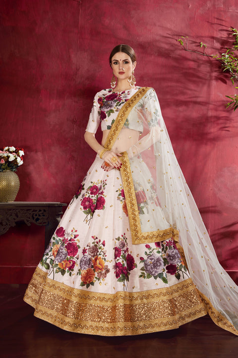 Off White Traditional fancy lehenga Choli for women In Wedding Occasion with Dupatta in USA