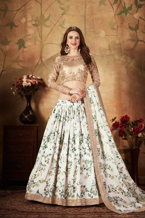 Off White and Beige Fancy Vibrant Lehenga Choli For Women In Wedding Occasion with Dupatta in USA