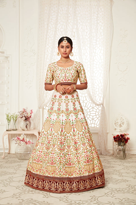 Off White Stylish  Fancy Lehenga Choli for Women In Wedding Occasion with Dupatta in USA