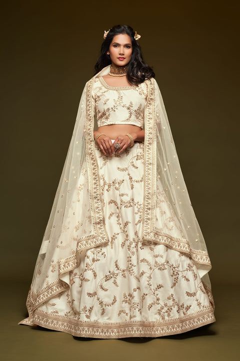 White Glamorous Fancy Lehenga Choli for Women In Wedding Occasion with Dupattaa in US