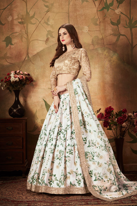 Off White and Beige Fancy Vibrant Lehenga Choli For Women In Wedding Occasion with Dupatta in USA