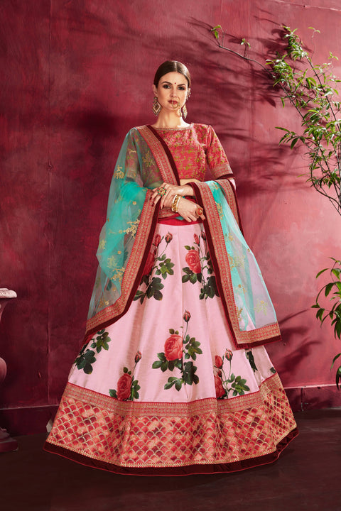 Rose Pink Traditional fancy lehenga Choli for women In Wedding Occasion with Dupatta in USA