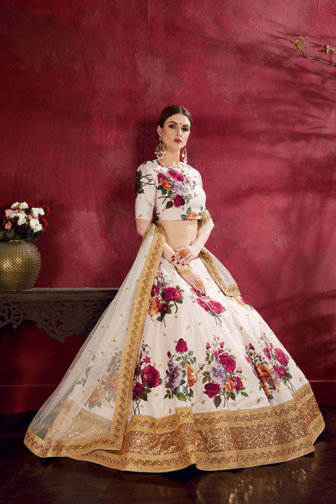 Off White Traditional fancy lehenga Choli for women In Wedding Occasion with Dupatta in USA