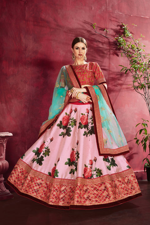 Rose Pink Traditional fancy lehenga Choli for women In Wedding Occasion with Dupatta in USA