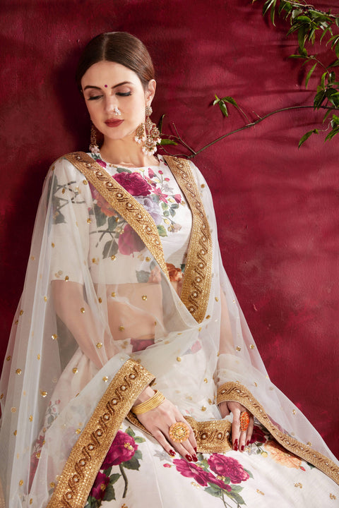 Off White Traditional fancy lehenga Choli for women In Wedding Occasion with Dupatta in USA